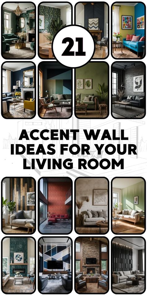 21 Accent Wall Living Room Ideas – Colors, Designs with TV, Paint, Fireplace, Wallpaper Statement Walls Living Room, Accent Wall Living Room Ideas, Mans Living Room, Fireplace Wallpaper, Wall Living Room Ideas, Accent Wall Living Room, Accent Wall Paint Colors, Living Room With Tv, Room With Tv