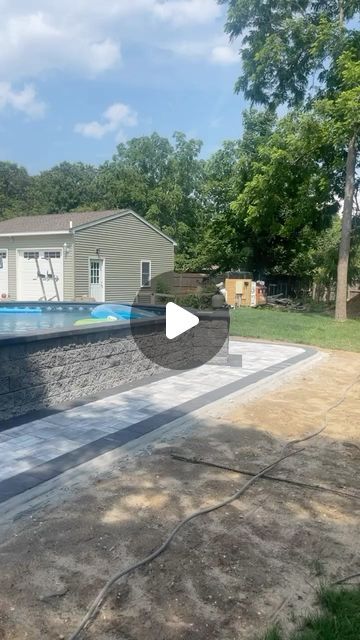 Semi Inground Pool Landscaping Ideas, Luxury Above Ground Pool, Landscape Around Above Ground Pool, Above Ground Pool Stairs, Backyard Above Ground Pool Ideas, Stair Entrance, Semi Above Ground Pool, Semi Inground Pool Ideas, Luxury Pools Backyard