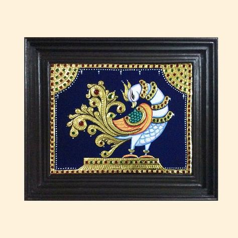 Mysore Painting, Peacock Painting, Tanjore Painting, Indian Folk Art, Indian Art Paintings, Mosaic Garden, Automotive Art, Craft Work, Dot Painting