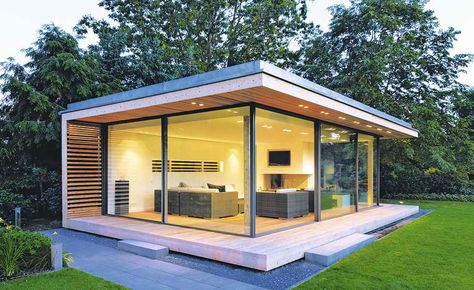 Contemporary Garden Rooms, Garden Room Ideas, Garden Pods, Pelan Rumah, Garden Cabins, Backyard Studio, Backyard Office, Backyard Sheds, Luxury Garden