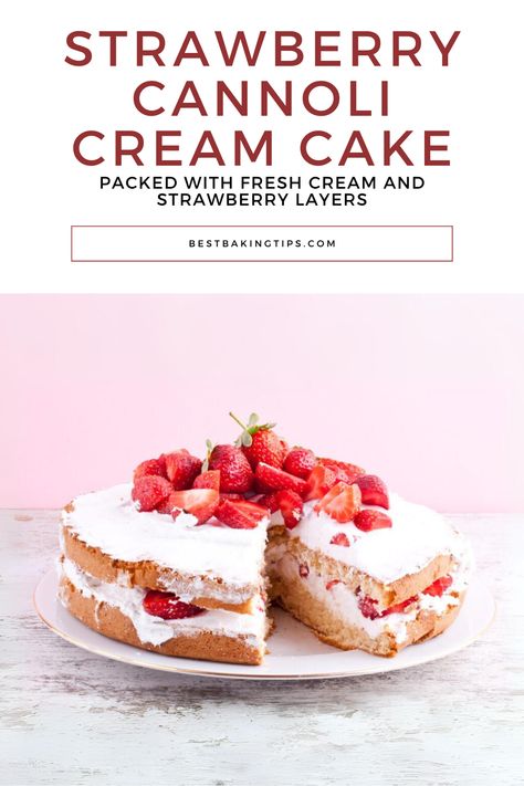 Indulge in the delightful fusion of flavors with our Strawberry Cannoli Cream Cake! Made with fresh strawberries and creamy cannoli filling, this cake is a perfect blend of sweet and tangy flavors. Whether it's a special occasion or a casual gathering, this dessert will surely impress your guests. Treat yourself to a slice of heaven with this irresistible cake! 🍓🍰 #StrawberryCannoliCake #ItalianDessert #SweetTreats #DessertLovers Strawberry Cannoli, Cannoli Cake, Cannoli Filling, Cannoli Cream, Cake Layers, Slice Of Heaven, Decadent Cakes, Best Baking, Fresh Cream