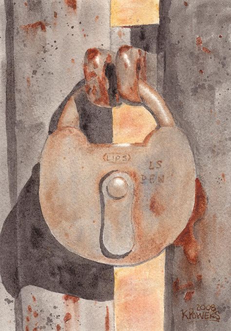 Prison Lock Artist: Ken Powers Art Gcse Lock Theme, Lock Theme Art Gcse, Lock Art Gcse, Lock Gcse, Study Ideas, Poppy Art, Arches Paper, Gcse Art, Watercolor Inspiration