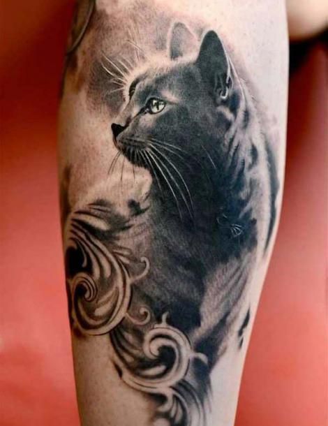 Kitty Tattoos, Cat Tatto, Tier Tattoo, Black Cat Tattoos, Cat Tattoos, Cat Tattoo Designs, Geniale Tattoos, Tiny Tattoo, Home Tattoo