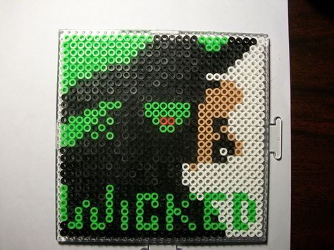 Wicked Broadway perler Broadway Perler Beads, Wicked Pixel Art, Wicked Perler Beads, Wicked Poster, Wicked Crafts, Wicked Broadway, Perler Creations, Melty Bead Patterns, Pearl Beads Pattern