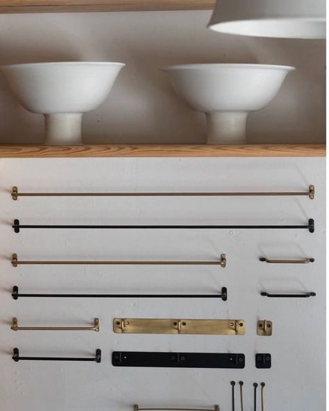 Sarah Van Raden on Instagram: "Our hardware wall is chocked full of goodies and we are totally stocked up!!" Towel Bars In Bathroom Ideas, Towel Bars In Bathroom, Wire Wall Shelf, Bathroom Closets, Brass Toilet Paper Holder, Brass Towel Bar, Drywall Anchors, Towel Rod, Fog Linen