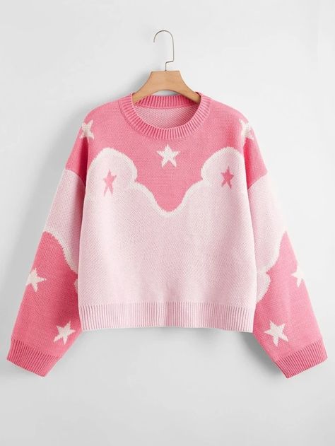 Colorblock Sweater, Plus Size Sweaters, Star Pattern, Color Block Sweater, Kawaii Clothes, Character Outfits, Dream Clothes, Star Patterns, Look Cool