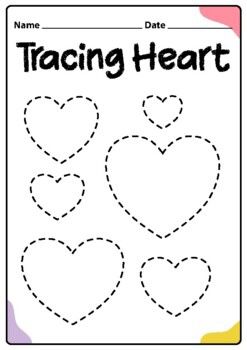 Heart Shape Tracing Worksheet, Heart Tracing Worksheet, Hearts Preschool Activities, Heart Activity For Preschool, Heart Shape Activities For Preschool, Heart Preschool Activities, Valentines Shapes, February Preschool Worksheets, Heart Crafts Preschool