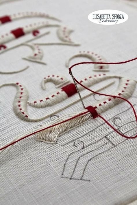 Embroidery Background Ideas, French Embroidery, 3d Embroidery, Embroidery Letters, Embroidery Stitches Tutorial, Pola Sulam, Red Thread, Embroidery Monogram, 자수 디자인