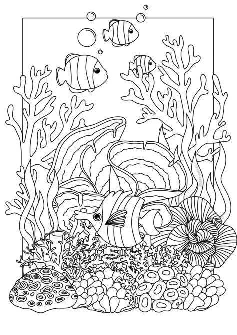 under the sea - adult colouring pages Under The Sea Coloring Pages, Sea Coloring Pages, Under The Sea Coloring, Colouring Pages For Adults, Mindfulness Colouring, Adult Coloring Designs, Calming Activities, Pattern Coloring Pages, Adult Colouring Pages