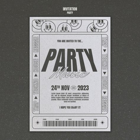 Techno Music, Motion Design Animation, Design Animation, Party Design, You Are Invited, Free Psd, House Party, Motion Design, Invitation Design