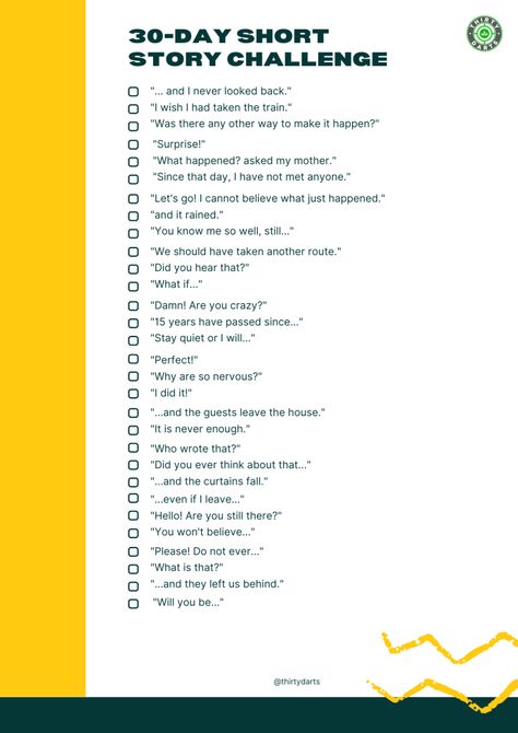 30-Day Short Story Challenge - Write right from your soul - Thirty Darts 30 Days Writing Prompts, Write Every Day Challenge, 30 Day Writing Challenge Fiction Prompts, 30 Day Novel Writing Challenge, Tips For Writing A Short Story, Just Write Challenge, Writing 30 Day Challenge, 30 Days Writing Challenge Fiction, Creative Writing Challenge 30 Day