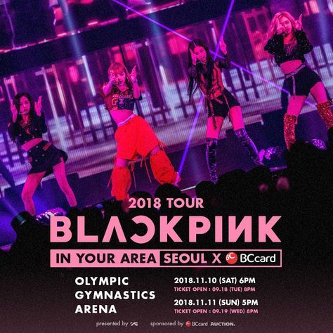 Blackpink World Tour Poster, Blackpink Concert Poster, Blackpink 2018, World Tour Poster, Blackpink In Your Area, Concert Poster Design, Yg Family, Bts World Tour, Yg Ent