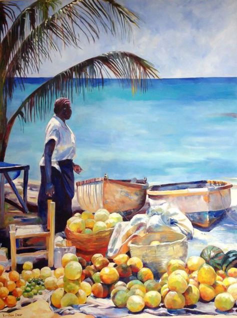 Kirsten Dear's Paintings of People in Barbados Barbados Painting, Barbados Art, Barbados People, Watercolor Scenery, Caribbean Art, Black Art Painting, Barbados, Black Art, Creative Art