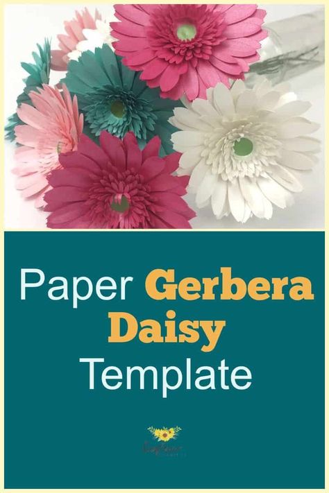 Make these realistic paper gerbera daisies. This will probably become your favorite paper flower template Diy Flower Art, Flower Craft Paper, Small Paper Flowers, Free Paper Flower Templates, Paper Origami Flowers, Cricut Flowers, 3d Paper Flowers, Paper Flowers Diy Easy, Beautiful Paper Flowers