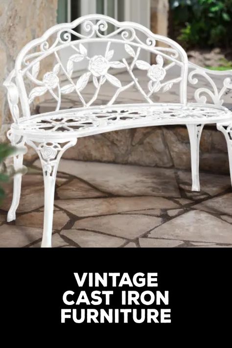 How to Identify Vintage Cast Iron Furniture Cast Iron Outdoor Furniture, Cast Iron Furniture, Porch Furniture, Outdoor Furniture Design, Iron Furniture, Outdoor Retreat, Vintage Iron, Elegant Dining, Garden Chairs