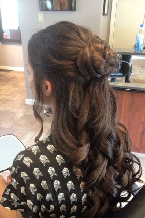 20 Chic Half Up Half Down Hairstyles For Black Hair 2023 Hair Up Half Down Prom Hair, Half Bun Half Down Wedding Hair, Half Up Ball Hairstyles, Half Up In A Bun Half Down Hair, Half Bun With Curls, Half Up Half Down Bun Homecoming Hair, Cute Half Up Half Down Prom Hairstyles, Hairstyles Curls Half Up Half Down, Hairstyles Fancy Half Up