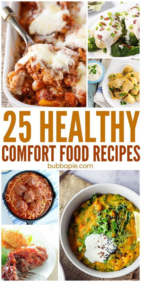 Yes, comfort food can be good for you. Check out this great list of 25  healthy comfort food recipes. #comfortfood #healthyrecipes #healthy Lightened Up Comfort Food, Healthy Versions Of Comfort Food, Feel Good Meals Comfort Foods, Healthier Versions Of Comfort Food, Light Comfort Food, Healthy Food That Tastes Good, Low Calorie Comfort Food Recipes, Healthy Versions Of Unhealthy Food, Low Calorie Comfort Food