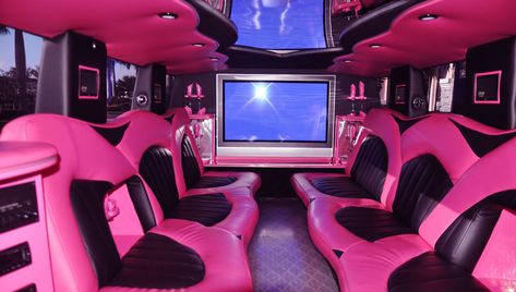 Pink Hummer Limo interior - You will enjoy your travel experience inside this Pink Limo, Limousine Interior, Party Rooms, Hummer Limo, Limo Party, Limousine Car, Farmhouse Decor On A Budget, Party Bus Rental, Dream Mansion