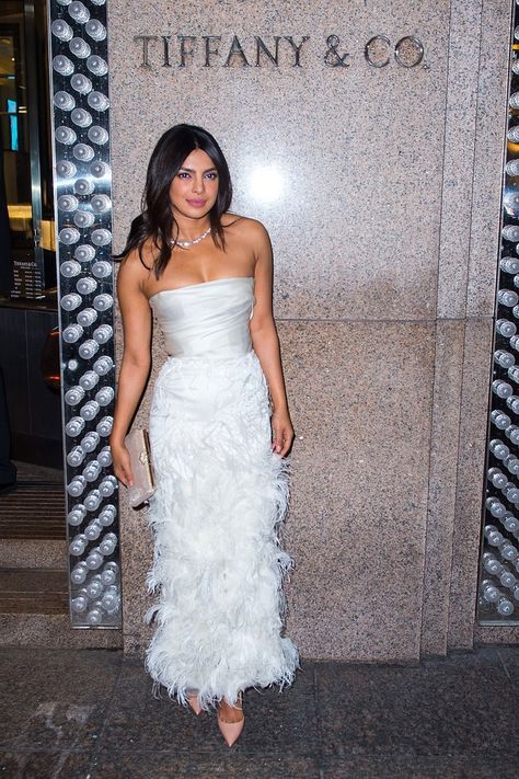 Priyanka Chopra Wedding, Marchesa Bridal, Marchesa Gowns, White Bridal Dresses, Bridal Shower Outfit, Bridal Shower Dress, Shower Dresses, Nick Jonas, Feather Dress