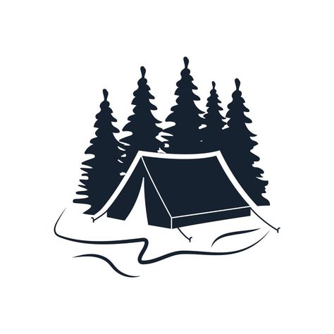 Tent Logo, Camping Illustration, Camping Tattoo, Camping Icons, Camping Clipart, Illustration Black And White, Tenda Camping, Travel Logo, Clipart Black And White