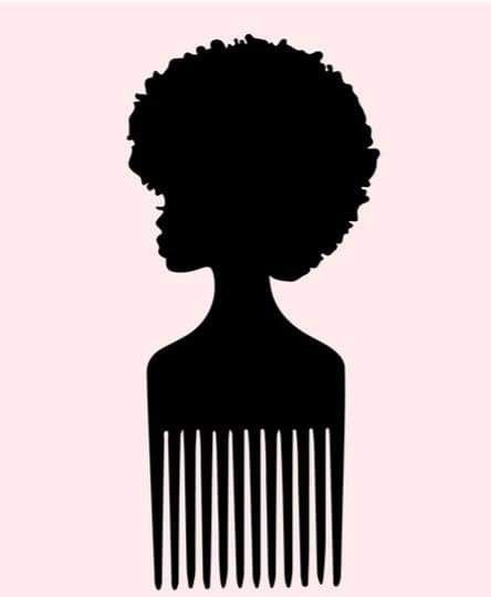 Afro Comb Tattoo, Afro Hair Tattoo, Afro Pick Art, Tattoo Of Black Woman With Afro, Afro Hair Logo, Afro Woman Silhouette, Afro Hair Silhouette, Tattoos For Siblings, Energy In Motion