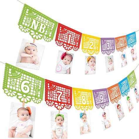 Fiesta 1st Birthday, Photo Bunting, 1st Birthday Photo, Fiesta Birthday Party, Mexican Birthday, Fiesta Theme Party, Birthday Photo Banner, Twin First Birthday, Fiesta Theme