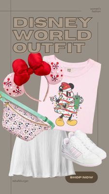 Pink Disney Christmas, Disney World Christmas Outfit, Christmas Outfit For Women, Red Tennis Skirt, Disney Christmas Outfits, Disney Outfit Inspo, Disney Outfit Ideas, Plus Size Disney, Disney World Christmas