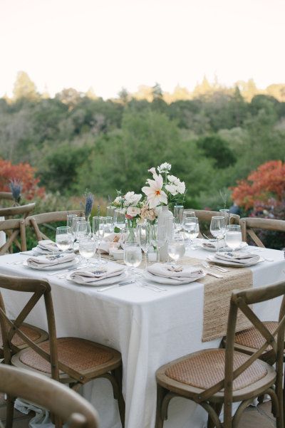 #tablescapes Photography by pictilio.com Floral Design by twigandpetals.com/  Read more - http://www.stylemepretty.com/2013/05/28/backyard-california-wedding-from-pictilio/ Wedding Schemes, Hostess Ideas, Wedding Settings, Pretty Tables, Rustic Theme, Outdoor Setting, Square Table, Wedding Table Decorations, Wedding Table Settings