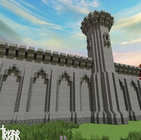 Minecraft Castle Walls Towers, Minecraft Medieval Castle Walls, Castle Stairs Minecraft, Castle Wall Design Minecraft, Minecraft Castle Wall Designs, Castle Walls Minecraft, Minecraft Castle Gate, Minecraft Castle Interior, Wall Minecraft