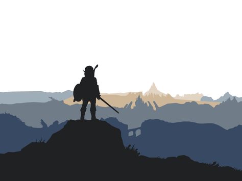 Zelda BoTW Minimal Poster Zelda Wall Mural, Zelda Mural, Zelda Silhouette, Landscape Silhouette, Coraline Art, Dads Room, Nerd Room, Kids Room Murals, Toilet Art