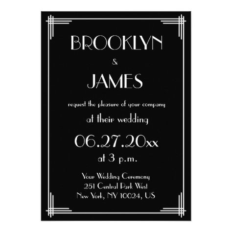 Black White Great Gatsby Art Deco Wedding Invites 1920s Wedding Invitations, Gatsby Invitation, Great Gatsby Invitation, Gatsby Wedding Invitations, Black And Gold Wedding Invitations, Great Gatsby Themed Wedding, Gatsby Style Wedding, Great Gatsby Art, Engagement Save The Date