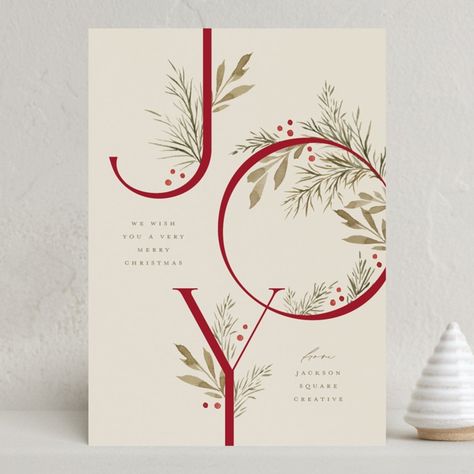 Joy Sprigs Business Holiday Cards by Wildfield Paper Co | Minted Hand Drawn Christmas Cards Simple, Classy Christmas Cards, X'mas Card, Merry Christmas Card Design, Calligraphy Christmas Cards, Joy Christmas Card, Christmas Gift Tags Diy, Stamped Christmas Cards, Christmas Calligraphy