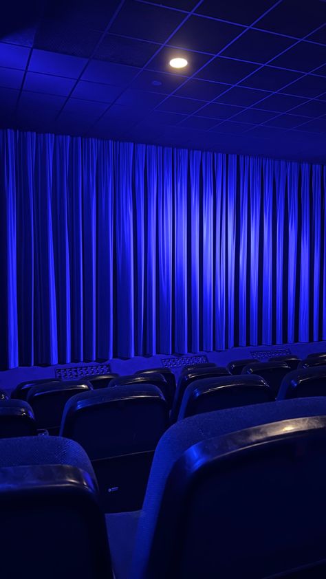 Blue Theater Aesthetic, Blue Theatre Aesthetic, Masquerade Aesthetic, Movie Hall, Cinema Popcorn, Theatre Curtains, Dark Blue Aesthetic, Blue Vibes, Blue Aesthetic Dark