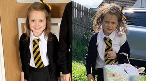 Mom shares hilarious before-after photos of daughter’s first day of school – WGN-TV Before And After School, College Image, First Day Of Class, Before After Photo, School Play, 웃긴 사진, School Looks, School Pictures, Struggle Is Real