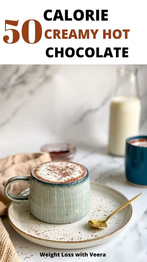 Enjoy this low calorie hot chocolate whilst still losing weight! Low Calorie Hot Chocolate, Low Calorie Hot Chocolate Recipe, Low Calorie Starbucks Drinks, Hot Chocolate Recipe, Low Cal Recipes, Low Calorie Desserts, Chocolate Delight, Low Calorie Snacks, Chocolate Recipe