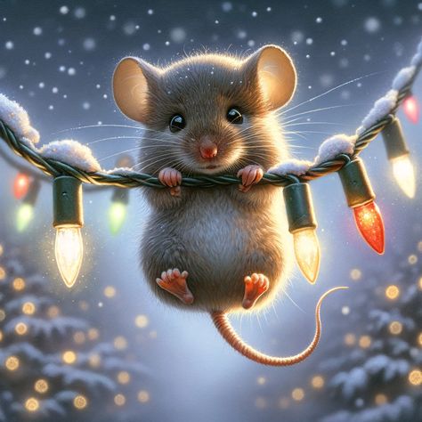 House Mouse Christmas, Christmas Cartoon Pictures, December Pictures, Christmas Art For Kids, Christmas Mice, Woodland Animal Art, Animal Art Projects, Animal Portraits Art, Mouse Christmas