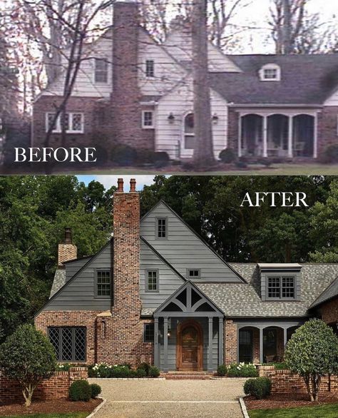 Red Brick House Exterior, Exterior House Renovation, House Makeovers, Exterior House Remodel, Home Exterior Makeover, Cottage Exterior, Exterior Renovation, Red Brick House, Gorgeous Houses