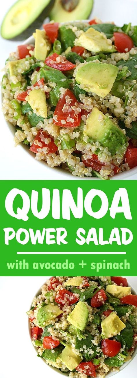 The Garden Grazer: Quinoa Avocado Spinach Power Salad Quinoa Power Salad, Garden Grazer, Salad Quinoa, Salad Kale, Quinoa Dishes, Avocado Dessert, Easy Quinoa, Power Salad, Quinoa Salad Recipes