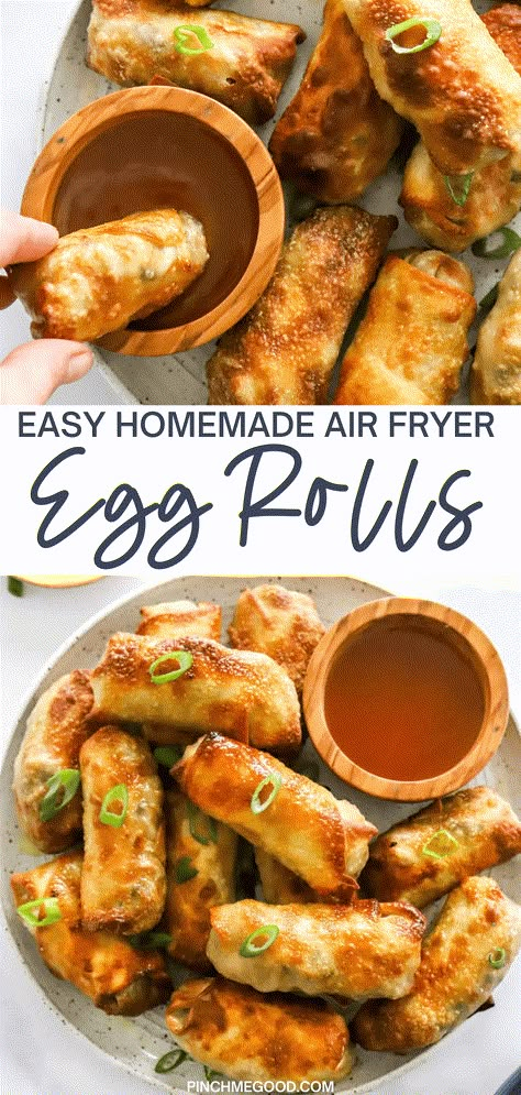 Turkey Egg Rolls Air Fryer, Veggie Egg Rolls Air Fryer, Homemade Eggrolls Air Fryer, Easy Recipes Dinner Air Fryer, Ninja Air Fryer Recipes Easy Healthy, Healthy Homemade Chinese Food, Ground Beef Egg Rolls Air Fryer, Asian Recipes Air Fryer, Air Fryer Full Meals