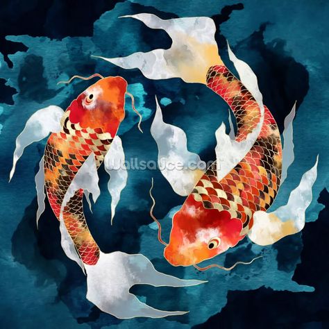 Koi II Karp Koi, Halloween Kit, Hur Man Målar, Art Kits, Fish Art, Koi Fish, Mosaic Crafts, Painting Kits, 그림 그리기