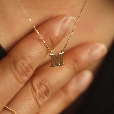 14k Solid Gold Alphabet Necklace, Name Initial Necklace Gold, Gold Simple Alphabet Necklace, One Letter Necklace Gold, Yellow Gold necklace Simple Alphabet, Xo Necklace, 14k Gold Initial Necklace, Gold Initial Necklace, Alphabet Necklace, Gold Letter Necklace, Simple Diamonds, Initial Necklace Gold, Monogram Jewelry