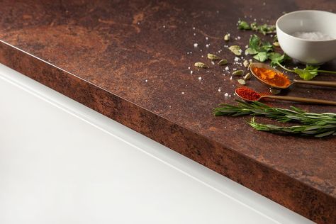 Our laminate copper worktops are perfect for creating an industrial or contemporary look. They are hardwearing, low-maintenance and easy to clean. View the range and order yours here! Copper Worktop, Worktop Upstands, Cutlery Drawer Insert, White Kitchen Accessories, Terracotta Kitchen, Modern Industrial Kitchen, Oak Chopping Board, Galley Kitchen Design, Ceramic Bathroom Sink