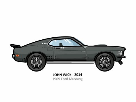 John Wick car by Aleksandar Savic on Dribbble John Wick Car Wallpaper, Ford Mustang John Wick, John Wick Mustang, John Wick Car, Mustang Art, John Wick Movie, 1969 Ford Mustang, Best Friends Cartoon, Acrobatic Gymnastics