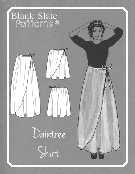 Daintree Skirt Pattern by Blank Slate Patterns Dancing Skirt Pattern, Wrap Around Clothes, Maxi Wrap Skirt Pattern, Diy Long Skirt, Diy Wrap Skirt Pattern, Homestead Clothing, Free Wrap Skirt Pattern, Wrap Around Skirt Pattern, Long Skirt Sewing Pattern