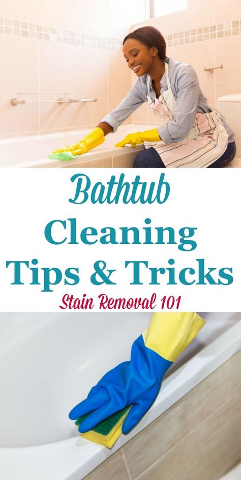 Here is a round up of bathtub cleaning tips for both routine and deep cleaning of your tub, including reviews of which cleaning products work best {on Stain Removal 101} #CleaningTips #CleaningTricks #BathroomCleaning Bathtub Cleaning, Bathroom Cleaning Tips, Dusting Spray, Clutter Control, Cleaning Hacks Tips And Tricks, Clean Bathtub, Magic House, Cleaning Tips Tricks, Homemade Cleaners