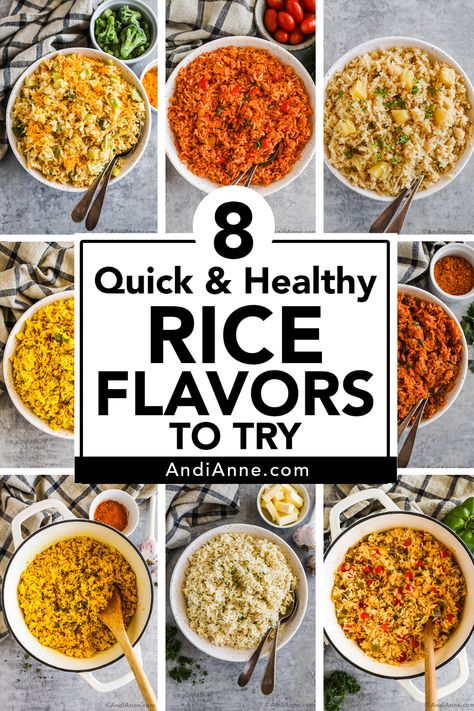 8 Easy Rice Recipes How To Spice Up Rice, Spice Up Rice, Rice With Bell Peppers, Broccoli Cheddar Rice, Rice Turmeric, Flavored Rice Recipes, Cheddar Rice, Rice Spanish, Flavoured Rice