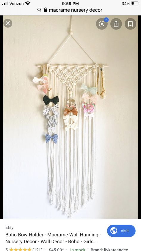 Boho Bow Holder, Hair Bow Hanger, Hair Accessories Storage, Boho Macrame Wall Hanging, Bow Hanger, Bow Organizer, Organizing Hair Accessories, Hair Accessories Boho, Hair Bow Holder