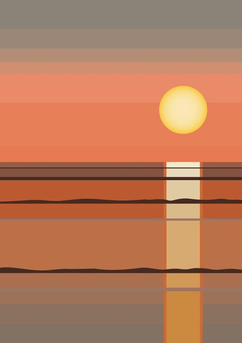 Sea sunrise minimalist modern illustration poster. Abstract ocean wave contemporary background landscape. Sea, skyline, wave. vector illustration Sunrise Art Illustration, Sunset Illustration Art, Vector Art Landscape, Sunrise Minimalist, Sea Illustration Art, Contemporary Background, Sunrise Illustration, Minimalist Art Painting, Senior Events