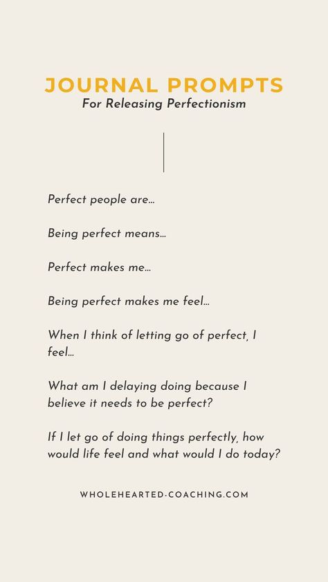 journal prompts for overcoming perfectionism wholehearted coaching the podcast shirin eskandani Ocd Therapy, Overcoming Perfectionism, Perfectionism Overcoming, Practicing Self Love, Dig Deeper, Writing Therapy, Perfect People, Journal Writing Prompts, Guided Journal