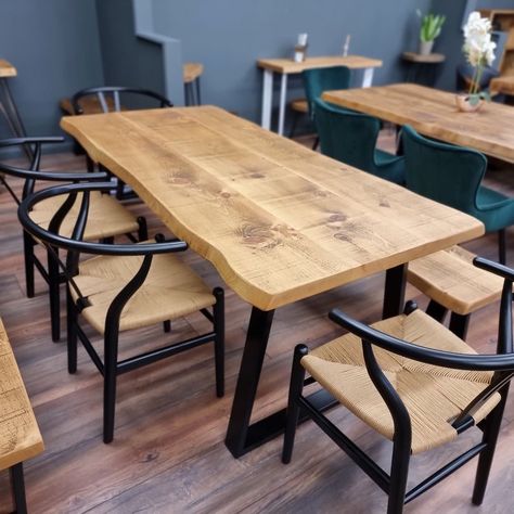 Rustic Industrial Dining Table, Breakfast Bar Worktop, Rustic Dining Tables, Dining Table Industrial, Rustic Farmhouse Dining Table, 4 Chair Dining Table, Dining Table Height, Table Industrial, Dining Table Rustic